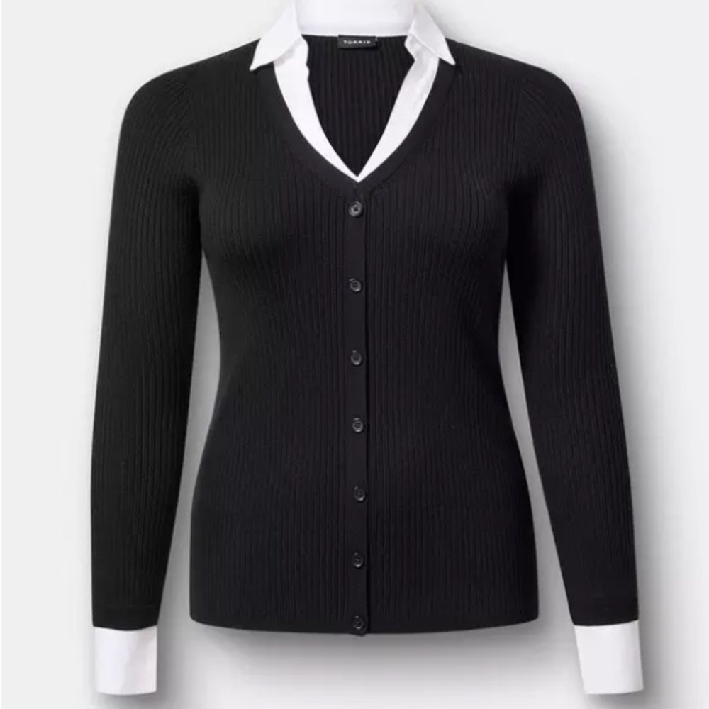 Torrid size 3 (22/24) NWTBlack Ribbed V-Neck Button Cardigan Sweater